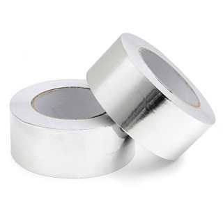 CINTA DE ALUMINIO AUTOADHESIVA. ALUMINIO. PLATA. ESPESOR 50?M. SELLADO CONDUCTOS. LONGITUD 50M
