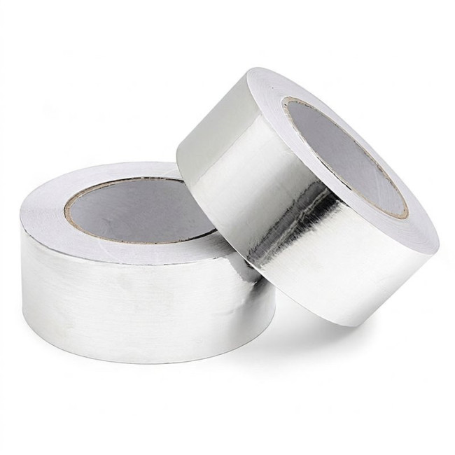 CINTA DE ALUMINIO AUTOADHESIVA. ALUMINIO. PLATA. ESPESOR 50?M. SELLADO CONDUCTOS. LONGITUD 50M