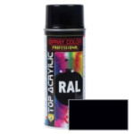 SPRAY ACRÍLICO. NEGRO SATINADO. RAL 9005. SPRAY. INTERIORES Y EXTERIORES. 400ML - TOP ACRYLIC