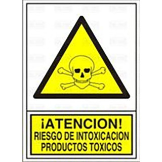 SEÑAL 310 PLAST.295X210''RIESGO INTOXI.'' ­ATENCION! RIESGO INTOXICACION PROD.TOXICOS