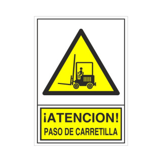 SEÑAL 325 ADHESIVA 148X105''PAS.CARRETILL ­ATENCION! PASO CARRETILLA