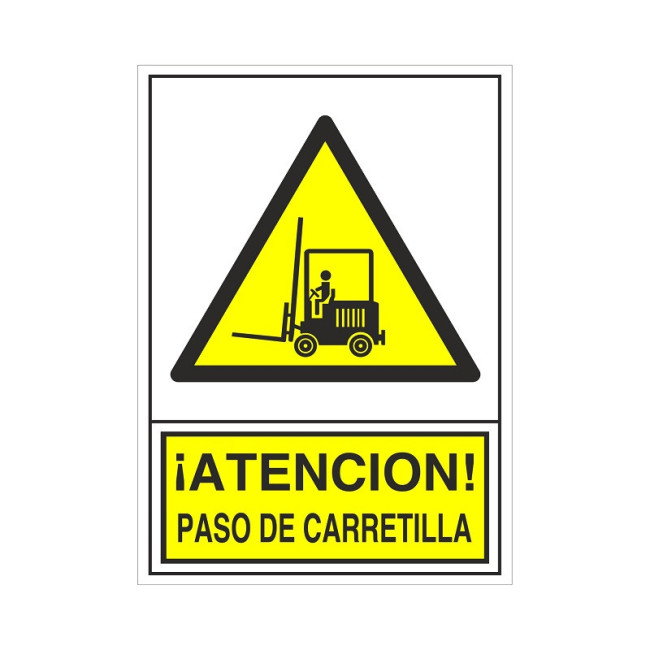 SEÑAL 325 ADHESIVA 148X105''PAS.CARRETILL ­ATENCION! PASO CARRETILLA