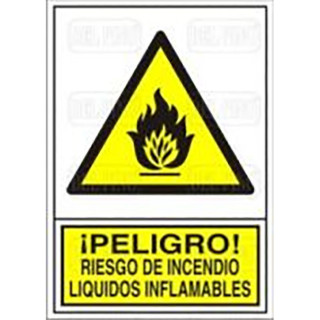 SEÑAL 346 PLAST.295X210 PELIGRO! RIESGO INCENDIO LIQ.INFLAMABLE
