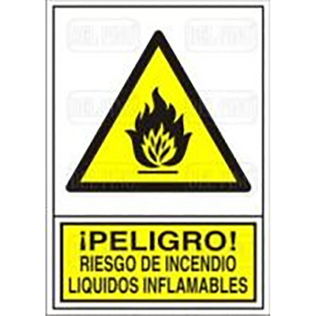 SEÑAL 346 PLAST.295X210 PELIGRO! RIESGO INCENDIO LIQ.INFLAMABLE