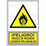 SEÑAL 346 PLAST.295X210 PELIGRO! RIESGO INCENDIO LIQ.INFLAMABLE