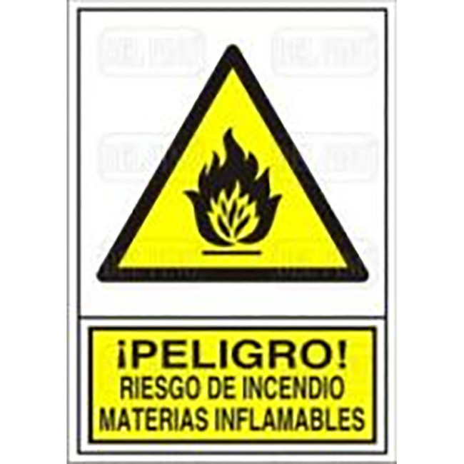 SEÑAL 347 PLAST.295X210 ­PELIGRO! RIESGO INCENDIO MATERIAL INFLAMABLES