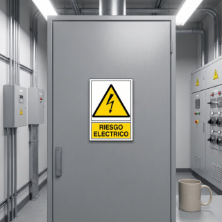 PEGATINA 148X105MM ''RIESGO ELECTRICO'' MEDIANA 2