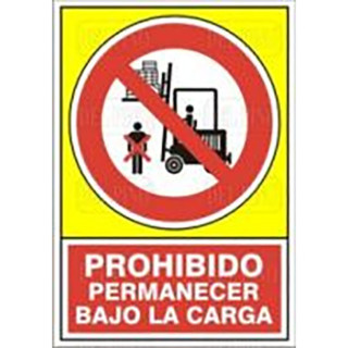 SEÑAL 536 ADHESIVA 148X105''PR.P.B.CARGA'' PROHIBIDO PERMANECER BAJO LA CARGA