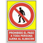 SEÑAL 413 PLAST.295X210''PR.PER/AJ.ALMAC'' PROHIBIDO PASO TODA PERS.AJENA ALUMINIO ALMACEN