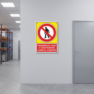 SEÑAL 413 PLAST.295X210''PR.PER/AJ.ALMAC'' PROHIBIDO PASO TODA PERS.AJENA ALUMINIO ALMACEN 2