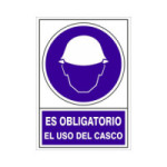 SEÑAL 600 PLAST.295X210 ''OBLI.USO CASCO'' ES OBLIGATORIO EL USO DEL CASCO