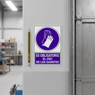 SEÑAL 604 ADHESIVA 105X74''OB.USO GUANTE'' ES OBLIGATORIO EL USO DE LOS GUANTES 2