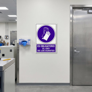 SEÑAL 604 ADHESIVA 148X105''OB.USO.GUANT'' ES OBLIGATORIO EL USO DE LOS GUANTES 2