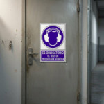 SEÑAL 607 ADHESIVA 105X74 ES OBLIGATORIO USO PROTECCION ACUSTICA