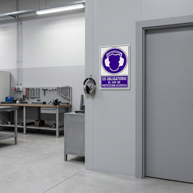 SEÑAL 607 PLAST.295X210''OBL.USO P/ACUST'' ES OBLIGATORIO USO PROTECCION ACUSTICA