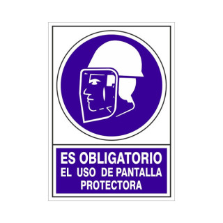 SEÑAL 609 PLÁSTICO 345X245 ''OBLIGATORIO EL USO DE PANTALLA''