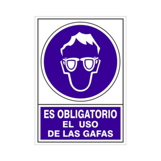 SEÑAL 610 PLAST.295X210 ''OBLI.USO GAFAS'' ES OBLIGATORIO EL USO DE LAS GAFAS