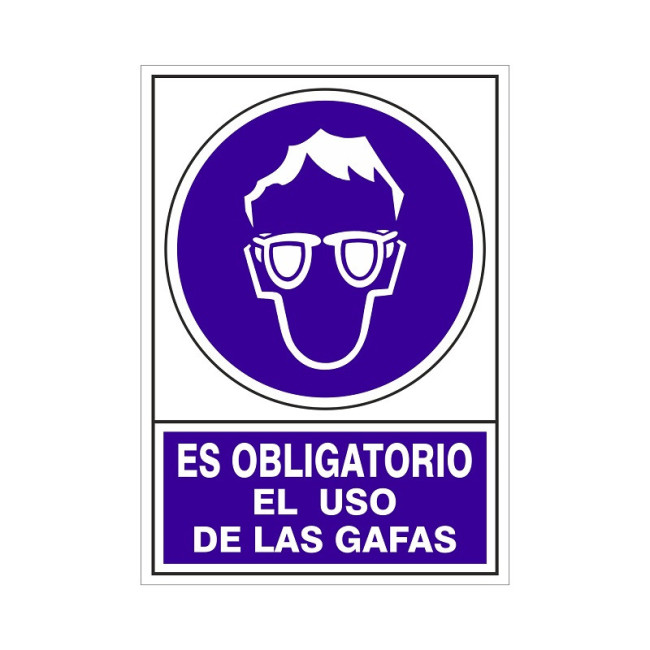 SEÑAL 610 PLAST.295X210 ''OBLI.USO GAFAS'' ES OBLIGATORIO EL USO DE LAS GAFAS