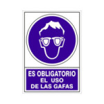 SEÑAL 610 PLAST.295X210 ''OBLI.USO GAFAS'' ES OBLIGATORIO EL USO DE LAS GAFAS