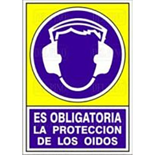 SEÑAL 623 ADHESIVA 148X105 ES OBLIGATORIO LA PROTECCION DE LOS OIDOS