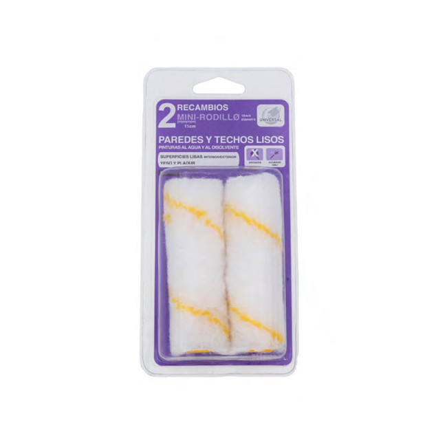 RECAMBIO MINI-RODILLO DE PINTURA. POLIAMIDA. PAREDES Y TECHOS LISOS. PACK DE 2 UNIDADES. UNIVERSAL. LONGITUD 6CM - BARBO