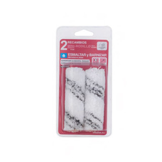 RECAMBIO MINI RODILLO DE MICROFIBRA. ESMALTES Y BARNICES AL AGUA. MADERA Y PARQUET. ANCHO 6CM. KIT DE 2 RECAMBIOS. LONGI