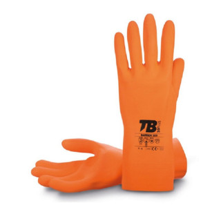 GUANTE LATEX NATURAL  NARANJA FLOCADO 30cm TALLA 8-10 2