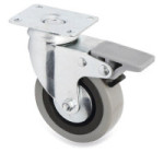 RUEDA GIRATORIA CON FRENO JADE PLUS. GOMA GRIS. ZINCADO - Q&amp;Q