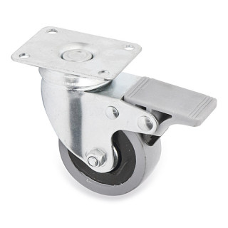 RUEDA GIRATORIA CON FRENO INTEGRAL JADE PLUS PL. ARO DE GOMA. ACERO ESTAMPADO - Q&Q