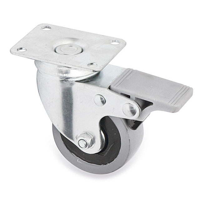 RUEDA GIRATORIA CON FRENO INTEGRAL JADE PLUS PL. ARO DE GOMA. ACERO ESTAMPADO - Q&Q