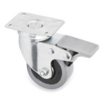 RUEDA GIRATORIA CON FRENO INTEGRAL JADE PLUS PL. ARO DE GOMA. ACERO ESTAMPADO - Q&Q