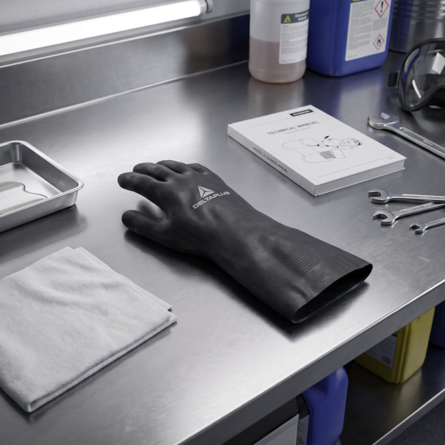 GUANTE NEOPRENO LARGO VE509. FLOCADO. PROTECCIÓN QUÍMICA Y MECÁNICA - DELTA PLUS