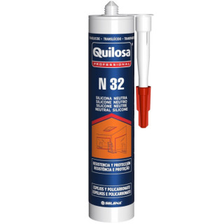 SELLADOR DE SILICONA NEUTRA ORBASIL N-32. TRANSPARENTE. CARTUCHO. 300 ML. PARA ESPEJOS - QUILOSA