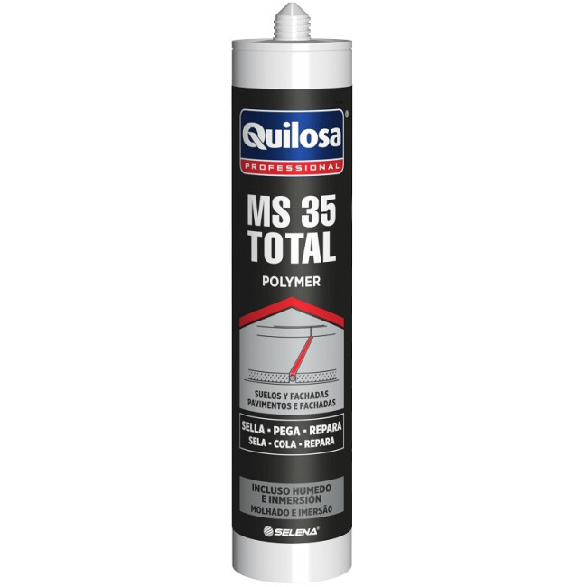 SELLADOR ADHESIVO MS 35 TOTAL. POLÍMERO MS. LIJABLE Y PINTABLE. NEGRO. CARTUCHO CILÍNDRICO. CAPACIDAD 300ML - QUILOSA