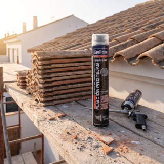ESPUMA DE POLIURETANO ORBAFOAM. EN AEROSOL. PARA TEJAS. GRIS. CURADO COMPLETO 24H. CAPACIDAD 750ML - QUILOSA 2