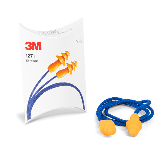 TAPONES AUDITIVOS REUTILIZABLES 1271. CON CORDÓN. NARANJA. SNR 26 DB - 3M
