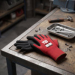 GUANTE DE PROTECCIÓN WG500 TOUCH. NAILON ROJO. NITRILO SANDY GRIP NEGRO. PUÑO ELÁSTICO. CAT II. TALLAS 6-11 - TOMAS BODE