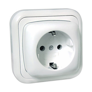BASE DE ENCHUFE SCHUKO TT EMPOTRABLE. PLÁSTICO. BLANCO