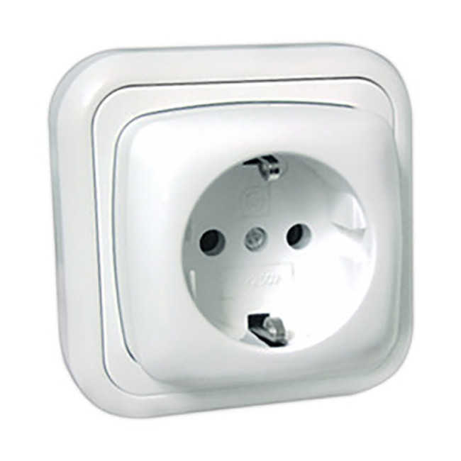 BASE DE ENCHUFE SCHUKO TT EMPOTRABLE. PLÁSTICO. BLANCO