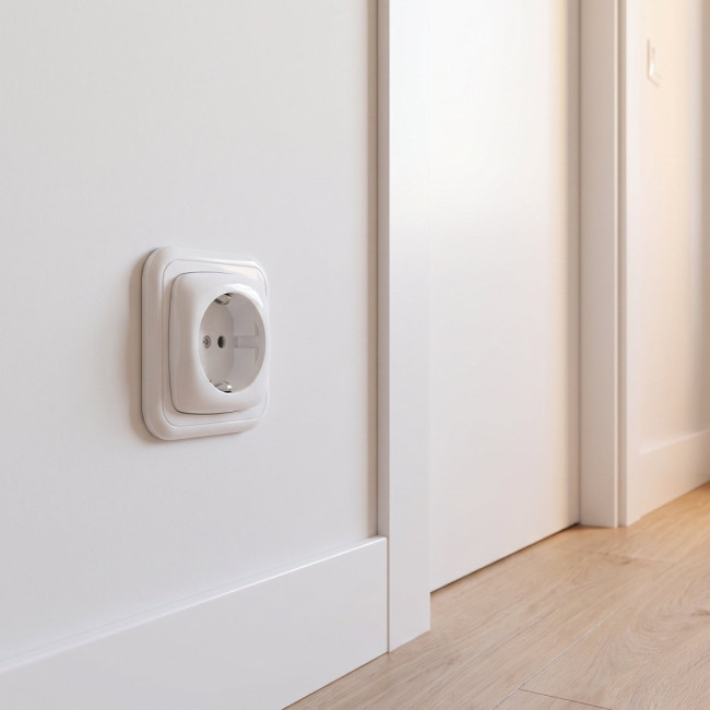 BASE DE ENCHUFE SCHUKO TT EMPOTRABLE. PLÁSTICO. BLANCO