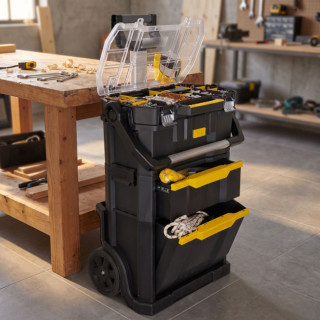 TALLER MÓVIL MODULAR STST1-79231. PLÁSTICO RÍGIDO. 2 EN 1. NEGRO Y AMARILLO. MALETA DESMONTABLE. 56 X 38 X 76 - STANLEY 2