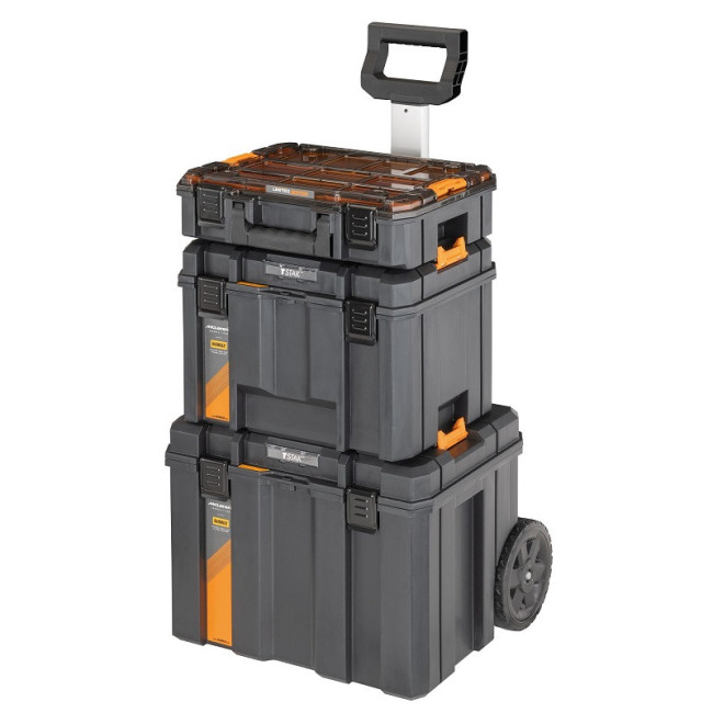 TORRE TSTAK MÓVIL DWST60452-1. PLÁSTICO RÍGIDO Y METAL. SISTEMA TSTAK. IP54. DE 7 PULGADAS. CAPACIDAD 50 KG - DEWALT