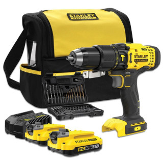 TALADRO PERCUTOR. 20V. LITIO-ION. NEGRO Y AMARILLO. AUTOBLOCANTE DE APRIETE RÁPIDO - STANLEY