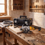 SIERRA CIRCULAR XR 18V. BATERÍA. DE MADERA. COLOR NEGRO Y AMARILLO. AIRLOCK. RAÍL GUÍA - DEWALT LONGITUD HOJA 115MM