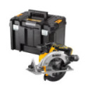SIERRA CIRCULAR XR 18V. BATERÍA. DE MADERA. COLOR NEGRO Y AMARILLO. AIRLOCK. RAÍL GUÍA - DEWALT LONGITUD HOJA 115MM