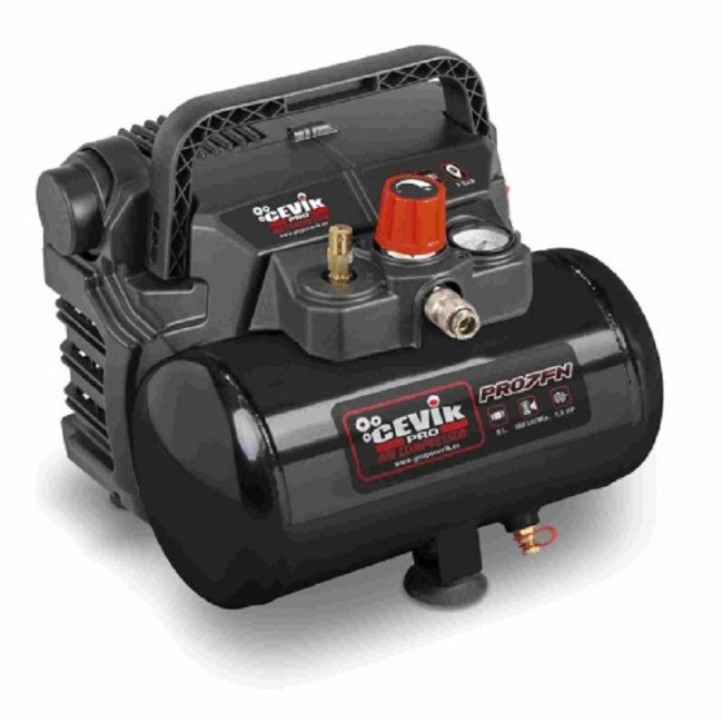 COMPRESOR DE PISTÓN SIN ACEITE CA-PRO7N. POTENCIA 1,5HP. CAPACIDAD 6L. PRESIÓN 8 BAR. MOTOR ELÉCTRICO UNIVERSAL. CAUDAL