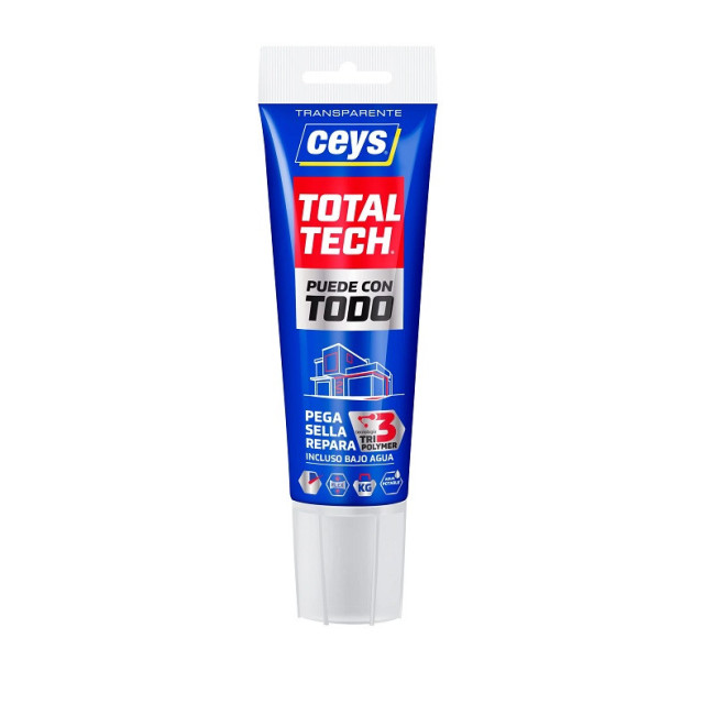ADHESIVO SELLADOR HÍBRIDO TOTAL TECH. POLÍMERO MS. TRANSPARENTE. 125 ML. INTERIOR Y EXTERIOR. TUBO - CEYS