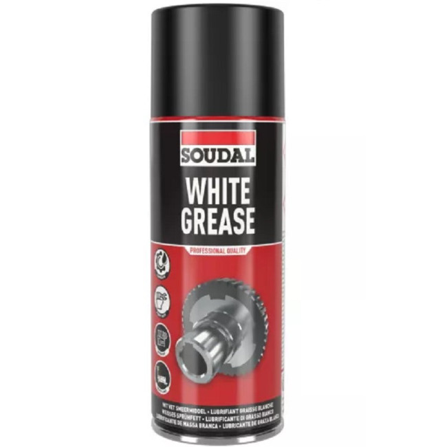 GRASA BLANCA EN SPRAY. AEROSOL. CON PTFE. BLANCO. LUBRICACIÓN DE MECANISMOS. 400 ML - SOUDAL