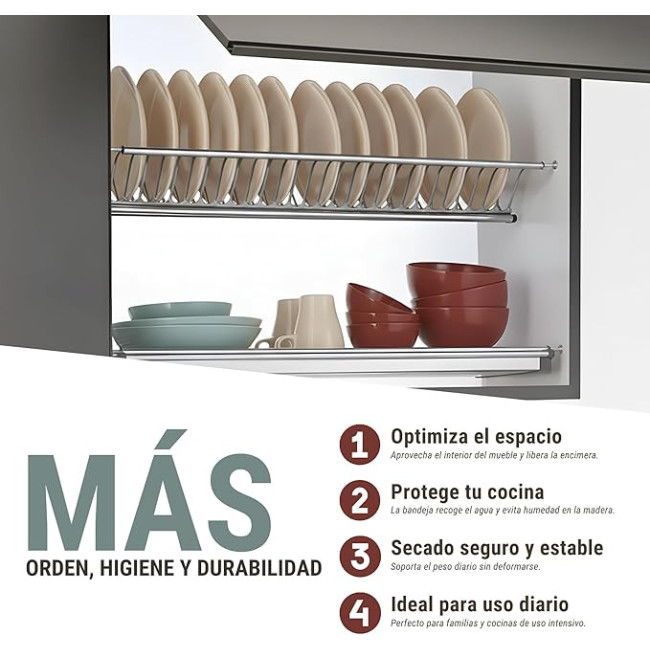 ESCURREPLATOS/VASOS EN ACERO INOXIDABLE PARA MUEBLE CON MÓDULO DE 600 MM (M600). MODELO ECO EIRE
