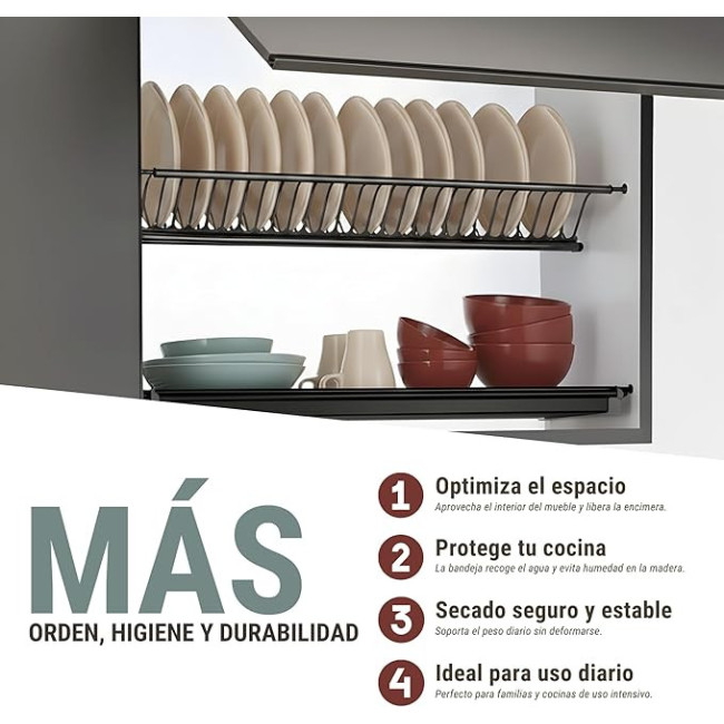 ESCURREPLATOS/VASOS NEGRO. M800. ACERO INOXIDABLE INOX201. COLOR NEGRO MATE. MODELO EIRE